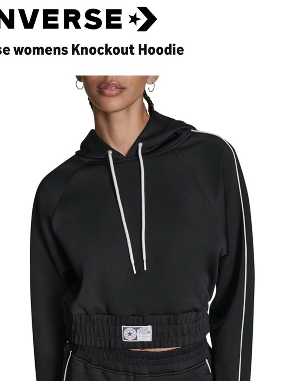 Converse Black Knockout Hoodie with White Trim